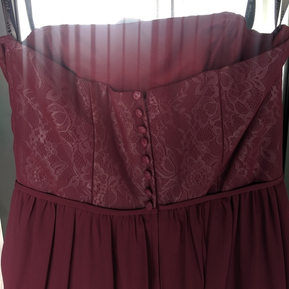 Alfred Angelo Maroon Strapless Dress - Picture 3 of 6